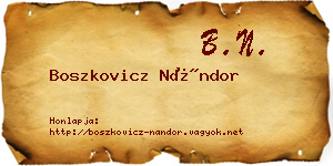 Boszkovicz Nándor névjegykártya